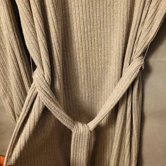 OPHELIA ROE Beige metallic gold stretchy ribbed Midi Dress Wmn's XL NYE career - Picture 6 of 13